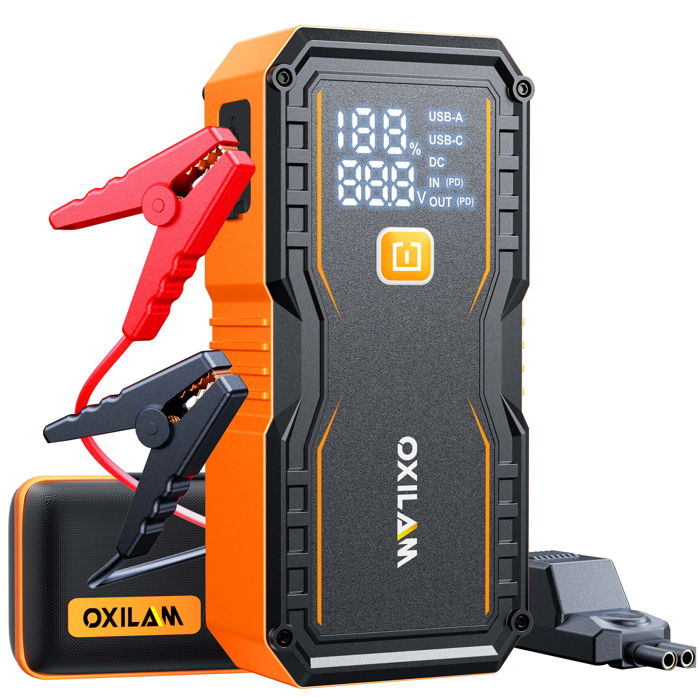 OXILAM Jump Starter Y5 10000A – 24000mAh Car Battery Booster, Portable 12V Jump Starter with LED Light, USB & Type-C Power Bank