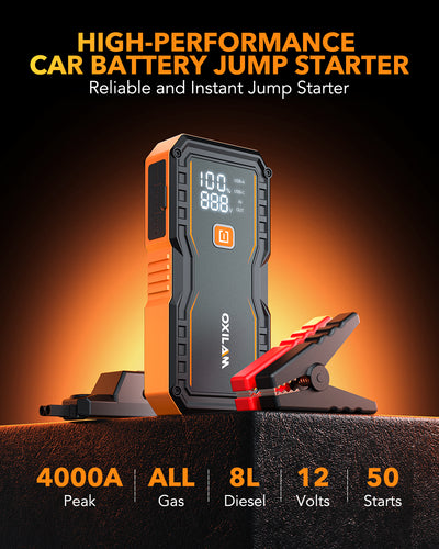 OXILAM Jump Starter Y2 4000A for All Gas/8L Diesel, Car Battery Jumper Starter Portable, UltraSafe 12V Lithium Jump Box with Jumper Cables