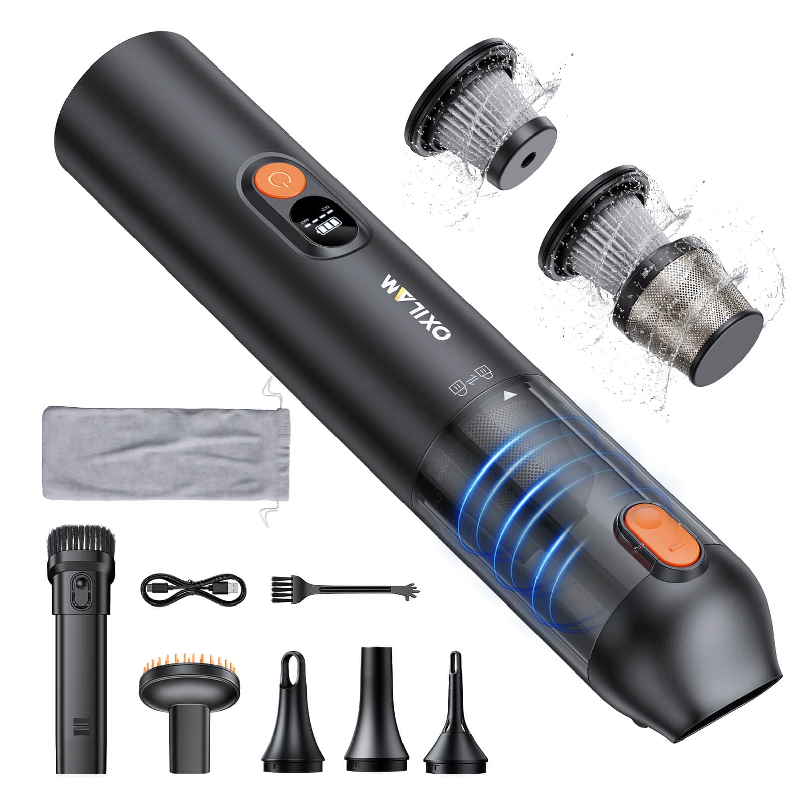 Oxilam Motor Vehicle Parts Black OXILAM Handheld Car Vacuum Cleaner Cordless, 4 in-1 portable with 14000Pa for Home, Pet, Car, Office