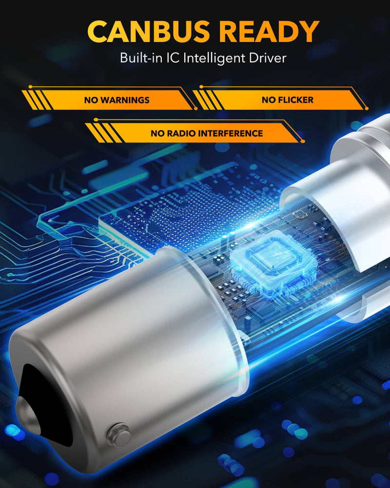 Oxilam Motor Vehicle Lighting OXILAM 1156 LED Bulb Amber Yellow, 600% Brighter 7506 BA15S P21W Turn Signal Lights, LED Blinker Replacement for Front Rear Signal Lights