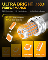 Oxilam Motor Vehicle Lighting OXILAM 1156 LED Bulb Amber Yellow, 600% Brighter 7506 BA15S P21W Turn Signal Lights, LED Blinker Replacement for Front Rear Signal Lights