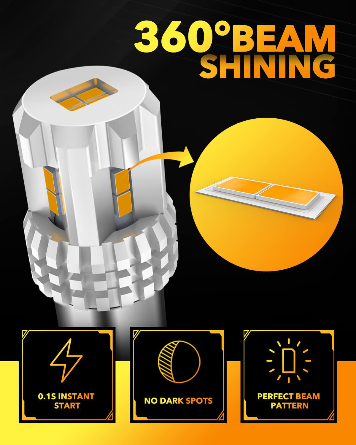 Oxilam Motor Vehicle Lighting OXILAM 1157 2057 2357 7528 BAY15D LED Bulb Amber Yellow Replacement for Turn Signal Light, Brake Lights, Tail Lights, Blinker Lights, Side Marker Light Extremely Bright