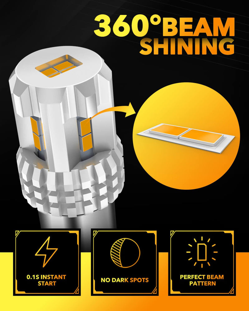 Oxilam Motor Vehicle Lighting OXILAM 1157 2057 2357 7528 BAY15D LED Bulb Amber Yellow Replacement for Turn Signal Light, Brake Lights, Tail Lights, Blinker Lights, Side Marker Light Extremely Bright