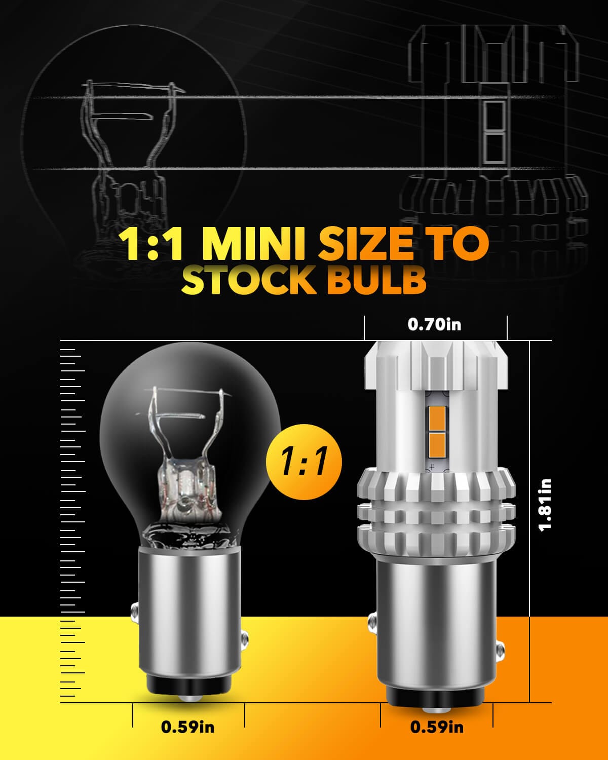 Xotic Tech 2-Pack 1157 Amber Yellow LED Bulbs – DRL / Turn Signal / Parking / Side Marker