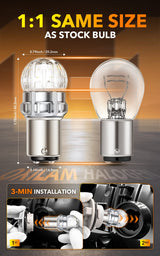 Oxilam OXILAM 1157 LED Bulbs, 800% Brighter White BAY15D Backup Reverse, Brake, Tail & Turn Signal Lights, 2057 2357 1016, 2-Pack