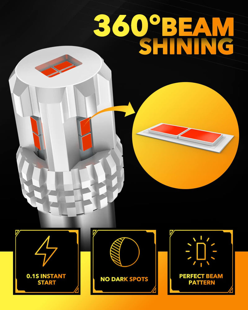 Oxilam Motor Vehicle Lighting OXILAM 1157 LED Bulbs Brake Lights 3000 Lumens Extremely Bright 2057 7528 7507 BAY15D 1157 LED Bulbs for Tail Lights Brake Lights Brilliant Red, 2PCS