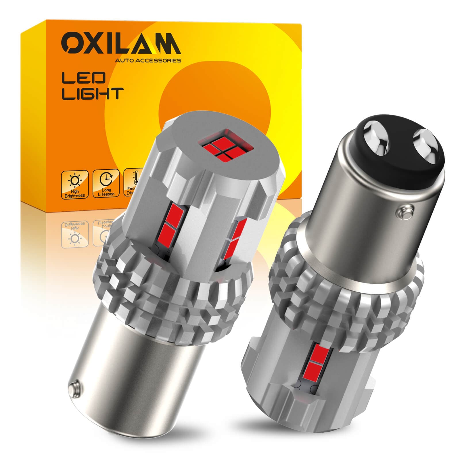 Oxilam Motor Vehicle Lighting OXILAM 1157 LED Bulbs Brake Lights 3000 Lumens Extremely Bright 2057 7528 7507 BAY15D 1157 LED Bulbs for Tail Lights Brake Lights Brilliant Red, 2PCS