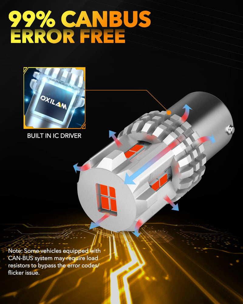 Oxilam Motor Vehicle Lighting OXILAM 1157 LED Bulbs Brake Lights 3000 Lumens Extremely Bright 2057 7528 7507 BAY15D 1157 LED Bulbs for Tail Lights Brake Lights Brilliant Red, 2PCS