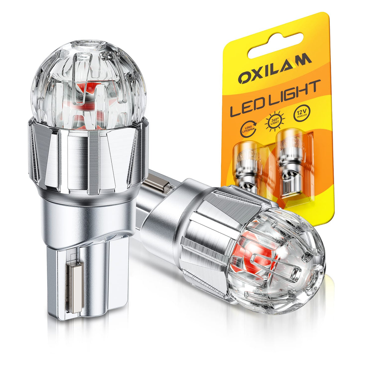 Oxilam Motor Vehicle Lighting OXILAM 194 LED Bulbs 6500K Cool White for Interior, Dome & License Plate Lights – T10 W5W 168 2825 Replacement (2 Pack)