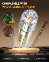 Oxilam Motor Vehicle Lighting OXILAM 194 LED Bulbs Amber Yellow for Side Marker & Interior Lights – T10 W5W 168 2825 Replacement, 700% Brighter Non-Polarity LED Bulbs (2 Pack)