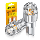 Oxilam Motor Vehicle Lighting OXILAM 194 LED Bulbs Amber Yellow for Side Marker & Interior Lights – T10 W5W 168 2825 Replacement, 700% Brighter Non-Polarity LED Bulbs (2 Pack)