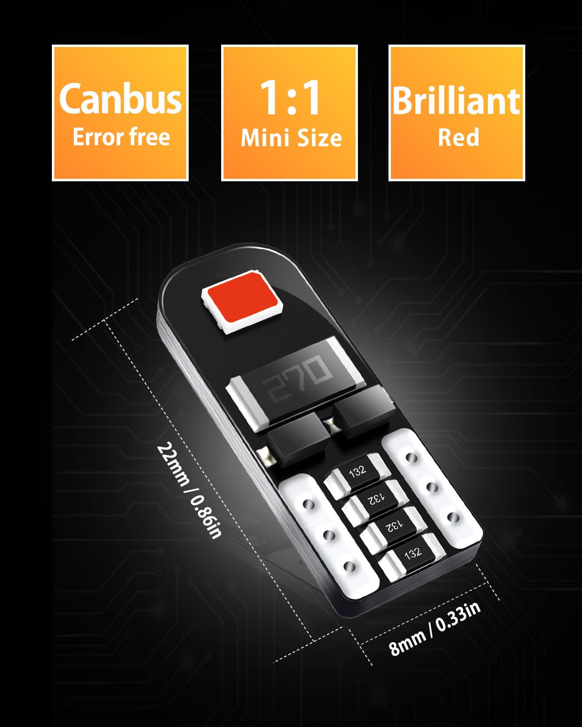 Oxilam Motor Vehicle Lighting OXILAM 194 LED Bulbs Super Bright Instrument Panel Dashboard T10 W5W 168 2825 LED Bulbs for Car Dome Map Door Courtesy License Plate Lights, Interior Lights, 10pcs