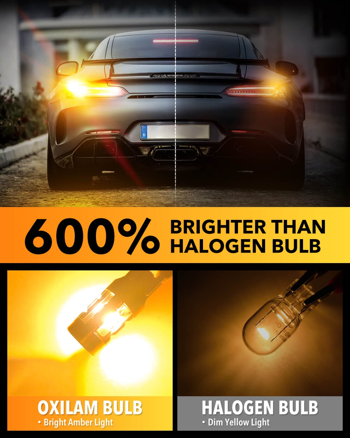 Oxilam Brake OXILAM 2024 Upgraded 7443 7440 LED Bulb Amber with Fan, CANBUS Error Free, 4000LM 600% Brighter, Turn Signal Light Anti Hyper Flash, T20 7441 W21W WY21W 7440NA Blinker Bulb Replacement (Pack of 2)