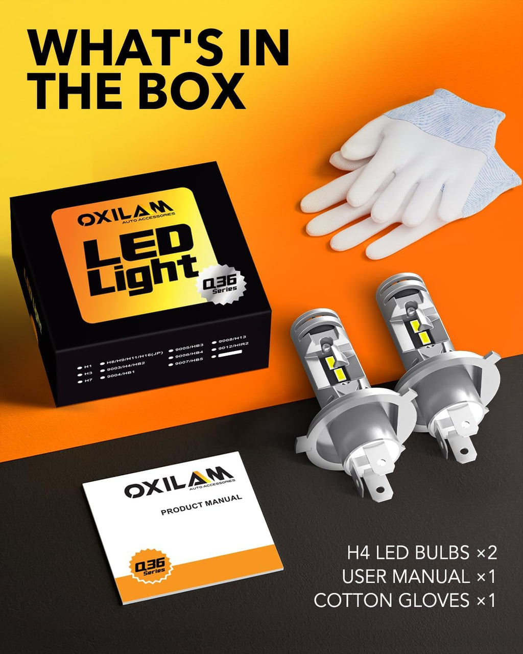 Oxilam Motor Vehicle Lighting OXILAM 2024 Upgraded H4 9003 LED Bulb, 20000LM, Plug and Play Wireless, Pack of 2