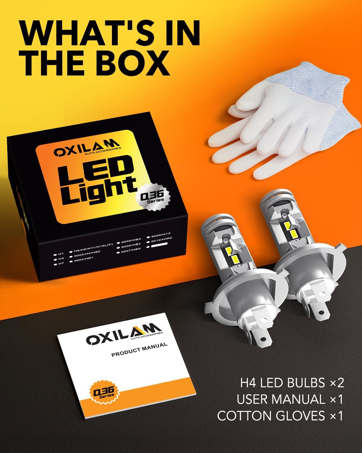 Oxilam Motor Vehicle Lighting OXILAM 2024 Upgraded H4 9003 LED Bulb, 20000LM, Plug and Play Wireless, Pack of 2