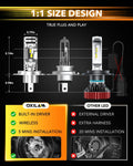 Oxilam Motor Vehicle Lighting OXILAM 2024 Upgraded H4 9003 LED Bulb, 20000LM, Plug and Play Wireless, Pack of 2
