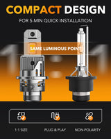 Oxilam Motor Vehicle Lighting OXILAM 2026 D4S LED Headlight Bulbs, 30,000LM 6500K Pure White, 900% Brighter HID Upgrade, Plug & Play, IP68, 2PCS