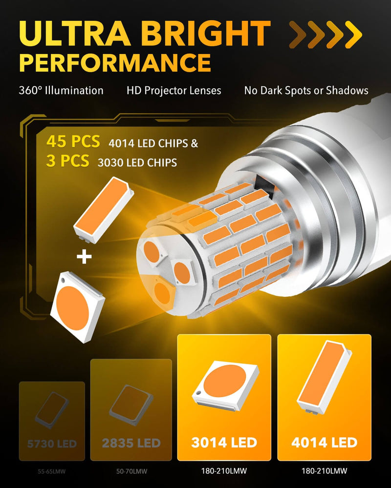Oxilam Motor Vehicle Lighting OXILAM 3157 LED Bulb Amber Yellow, 600% Brighter, Compatible with 3156 3057 4157 4057 3457, Canbus Error-Free, Non-Polarity Turn Signal Replacement