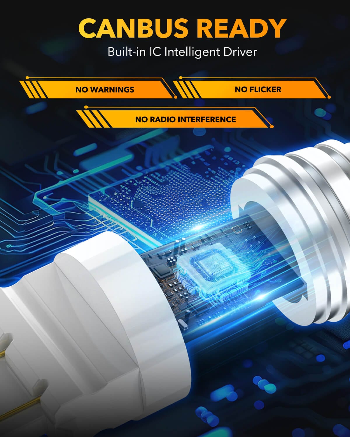 Oxilam Motor Vehicle Lighting OXILAM 3157 LED Bulb Amber Yellow, 600% Brighter, Compatible with 3156 3057 4157 4057 3457, Canbus Error-Free, Non-Polarity Turn Signal Replacement