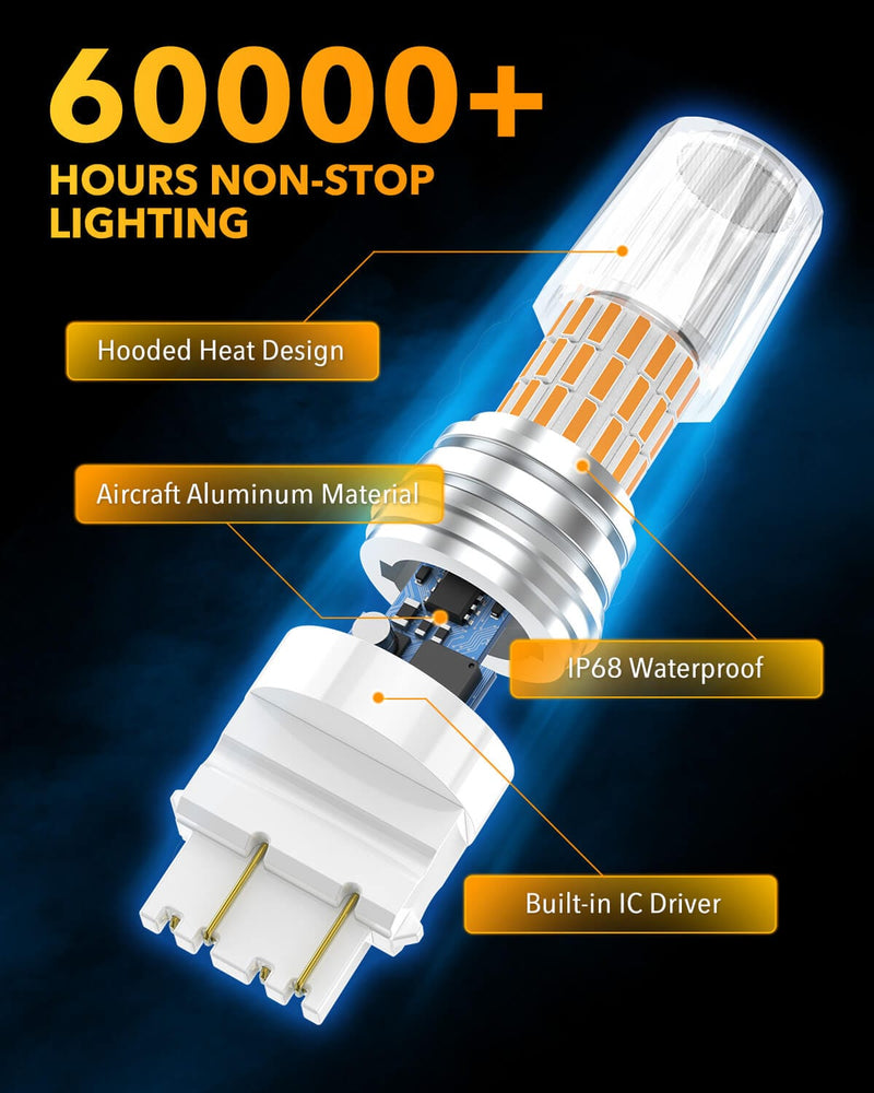 Oxilam Motor Vehicle Lighting OXILAM 3157 LED Bulb Amber Yellow, 600% Brighter, Compatible with 3156 3057 4157 4057 3457, Canbus Error-Free, Non-Polarity Turn Signal Replacement