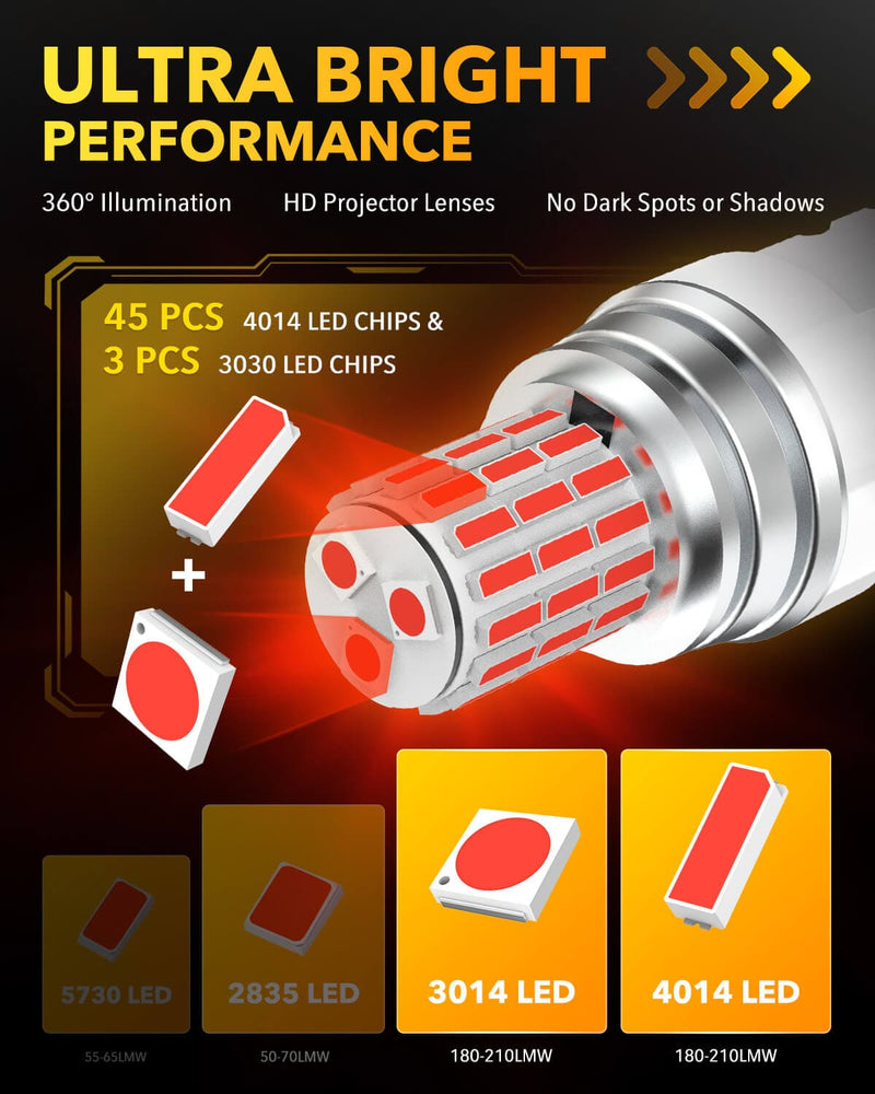 Oxilam Motor Vehicle Lighting OXILAM 3157 LED Bulb Red: 600% Brighter Replacement for 3057 4057 4157 Brake and Tail Lights