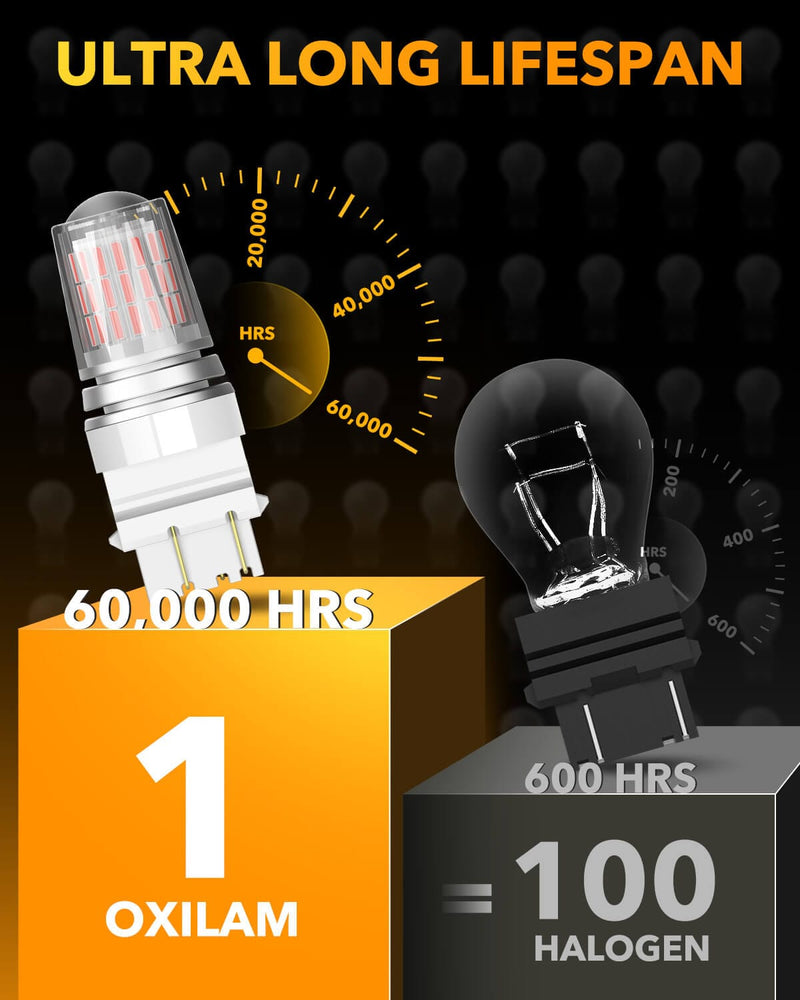 Oxilam Motor Vehicle Lighting OXILAM 3157 LED Bulb Red: 600% Brighter Replacement for 3057 4057 4157 Brake and Tail Lights