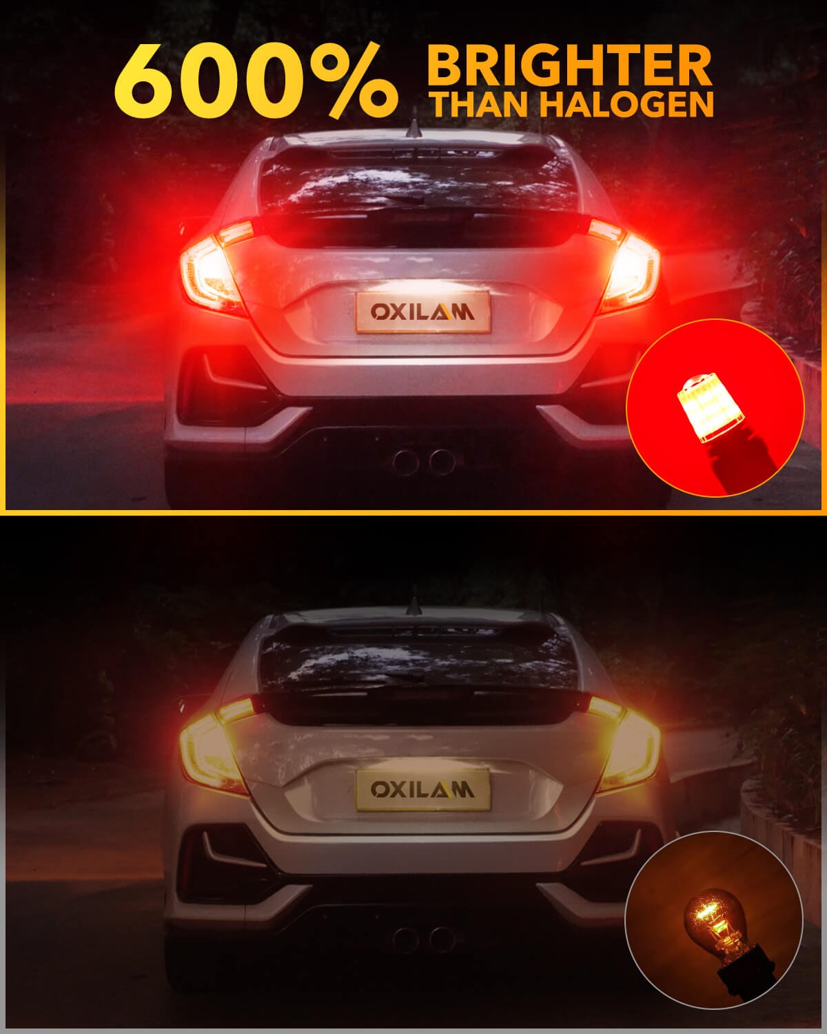 Oxilam Motor Vehicle Lighting OXILAM 3157 LED Bulb Red: 600% Brighter Replacement for 3057 4057 4157 Brake and Tail Lights