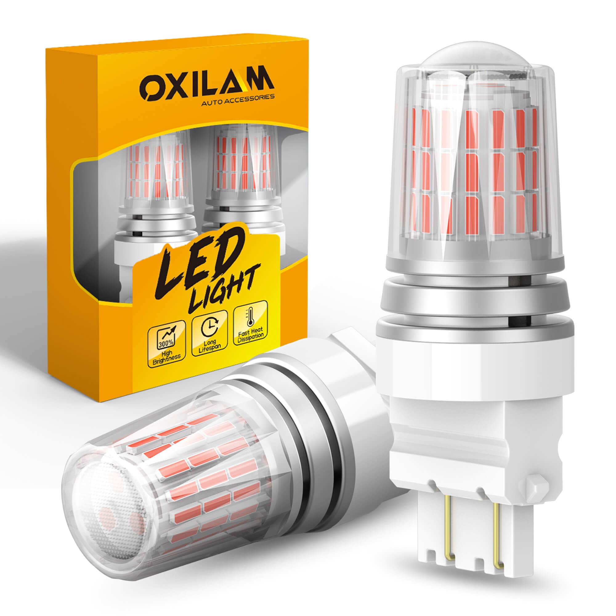 Oxilam Motor Vehicle Lighting OXILAM 3157 LED Bulb Red: 600% Brighter Replacement for 3057 4057 4157 Brake and Tail Lights