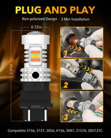 Oxilam Motor Vehicle Lighting OXILAM 3157 Switchback LED Bulbs – Dual Color Amber/White, Built-in IC Driver, Anti Hyper Flash, Pack of 2