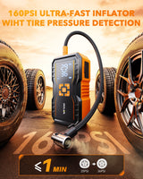 Oxilam Motor Vehicle Parts OXILAM 7000A Jump Starter with Air Compressor, 160 PSI Portable Tire Inflator for 12L Diesel & Gas Engines, 12V Battery Jumper Starter with Smart Display, LED Light & Power Bank
