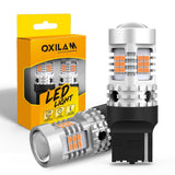 Oxilam Motor Vehicle Lighting OXILAM 7440 LED Bulbs Amber Yellow 2800LM for Turn Signal Lights with Build-in Load Resistor CANBUS Error Free T20 7440NA 7441 W21W WY21W Blinker Bulb Replacement (2PCS)