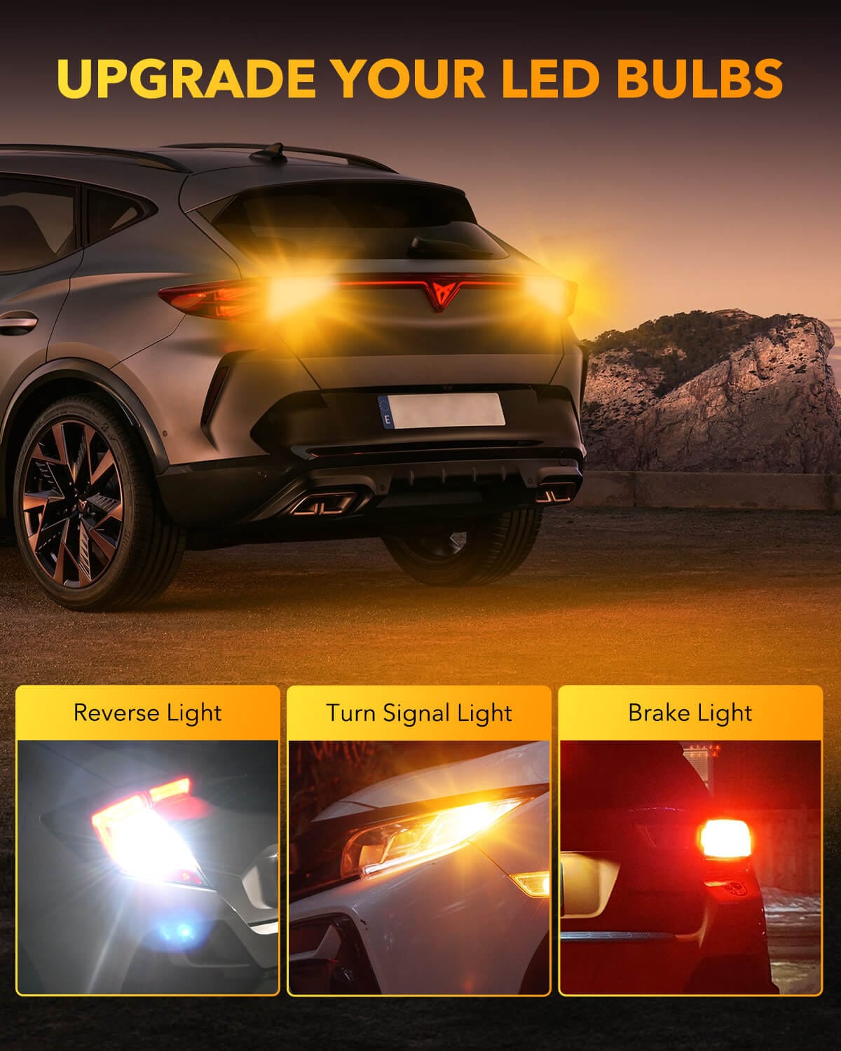 Oxilam Motor Vehicle Lighting OXILAM 7443 Switchback LED Bulbs – 600% Brighter, Built-in IC driver, Dual Color Amber/White, Pack of 2