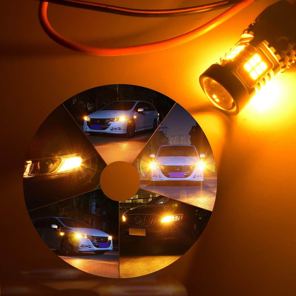 Oxilam Brake OXILAM 7507 PY21W BAU15S LED Bulbs Amber Yellow 2800LM for Turn Signal Lights with Build-in Load Resistor CANBUS Error Free 2641A 12496 7507AST Bulb Replacement (2PCS)