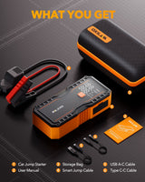 Oxilam Motor Vehicle Parts OXILAM 9000A Jump Starter 20000mAh for All Gas & Diesel Engines, Smart Display, 8AWG Cables, 12V Portable Battery Booster