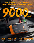 Oxilam Motor Vehicle Parts OXILAM 9000A Jump Starter 20000mAh for All Gas & Diesel Engines, Smart Display, 8AWG Cables, 12V Portable Battery Booster