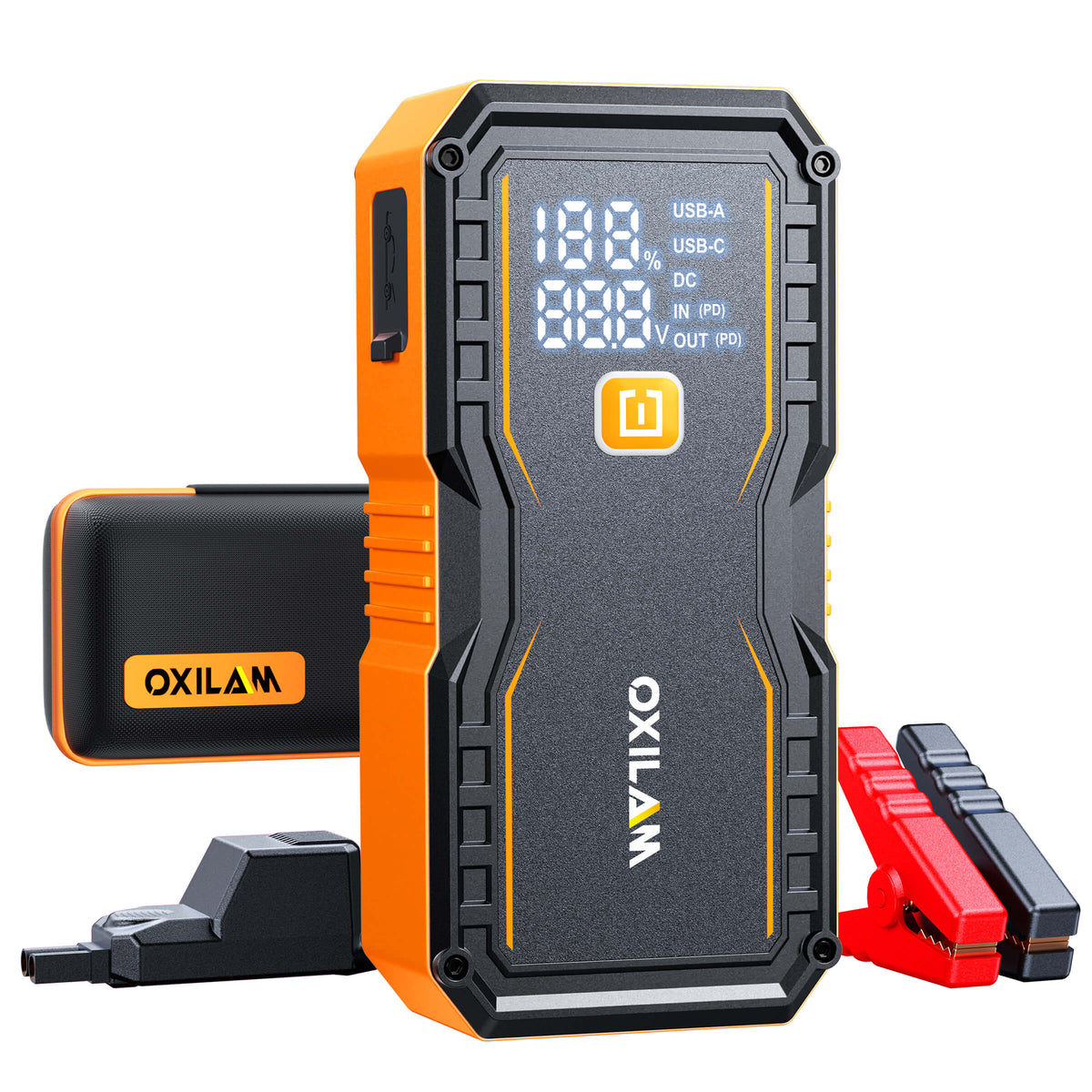Oxilam Motor Vehicle Parts OXILAM 9000A Jump Starter 20000mAh for All Gas & Diesel Engines, Smart Display, 8AWG Cables, 12V Portable Battery Booster
