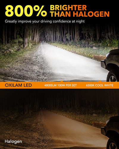 Oxilam Motor Vehicle Lighting OXILAM 9005 9006 LED Bulbs Combo, 48000LM, 6500K HB3 HB4 Halogen Replacement