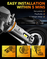 Oxilam Motor Vehicle Lighting OXILAM 9005 9006 LED Bulbs Combo, 52000LM, 6500K HB3 HB4 Halogen Replacement