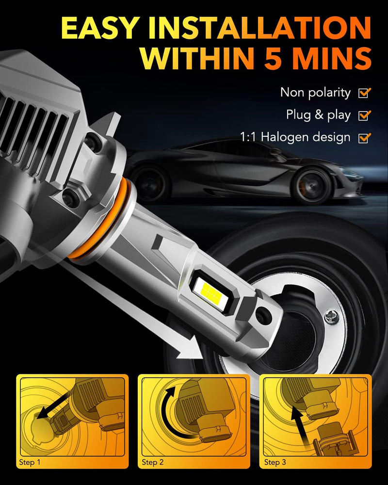 Oxilam Motor Vehicle Lighting OXILAM 9005 9006 LED Bulbs Combo, 52000LM, 6500K HB3 HB4 Halogen Replacement