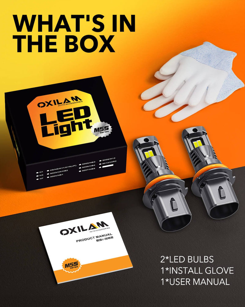 Oxilam Motor Vehicle Lighting OXILAM 9007 LED Headlight Bulbs – 800% Brighter, 30,000LM, Plug-and-Play, Perfect Beam Pattern