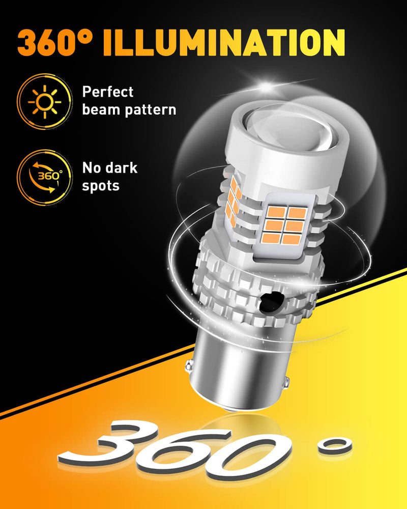 Oxilam Brake OXILAM BA15S 7506 1156 LED Turn Signal Light Bulb with Build-in Load Resistor CANBUS Error Free 2200K Amber Yellow 2800LM for 1156A 1003 1141 P21W Bulb Replacement (2PCS)