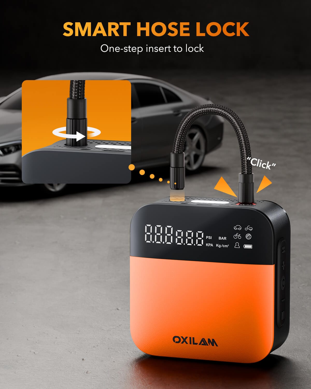 Oxilam Motor Vehicle Parts OXILAM C2 Portable Tire Inflator, 4X Faster Inflation with Smart Auto Shut-Off