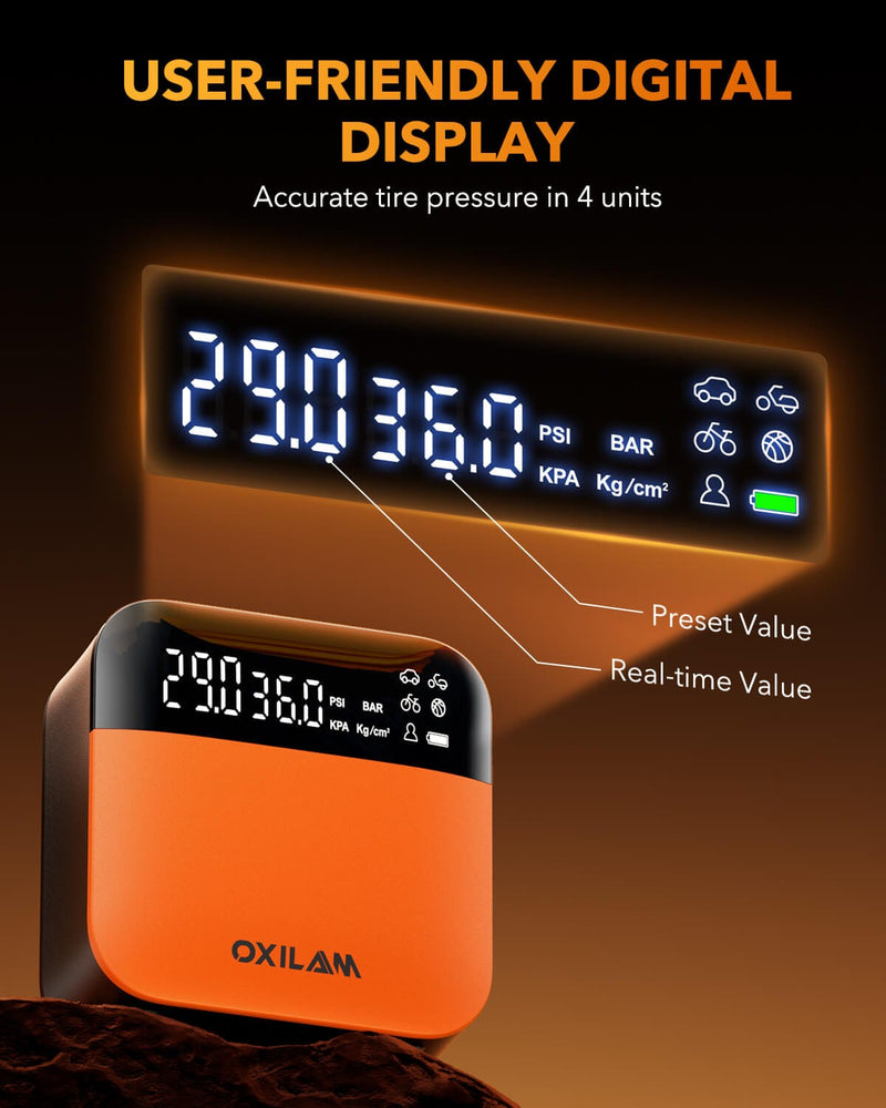 Oxilam Motor Vehicle Parts OXILAM C2 Portable Tire Inflator, 4X Faster Inflation with Smart Auto Shut-Off