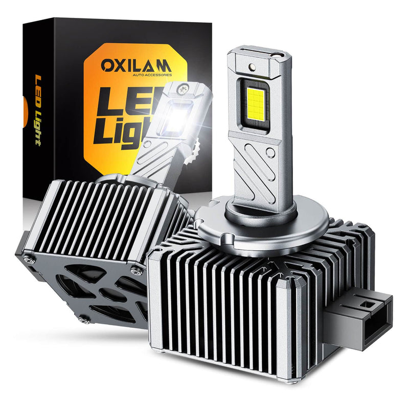 Oxilam Motor Vehicle Lighting OXILAM D1S LED Bulbs - 30000 Lumens Ultra-Bright White 6500K, 55000 Hours Lifespan, Quick Install, 99% Compatibility