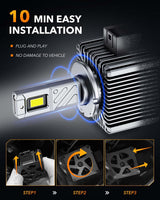 Oxilam Motor Vehicle Lighting OXILAM D1S LED Bulbs - 30000 Lumens Ultra-Bright White 6500K, 55000 Hours Lifespan, Quick Install, 99% Compatibility