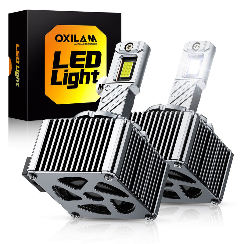 Oxilam Motor Vehicle Lighting OXILAM D3S LED Bulbs - 30000 Lumens Ultra-Bright 6500K, 65,000 Hours Lifespan, Easy Plug-and-Play, 99% Compatibility