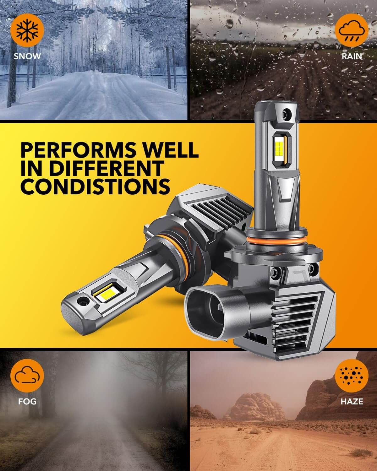 Oxilam Motor Vehicle Lighting OXILAM H11 9005 Light Bulbs Combo, 56000LM, Pack of 4