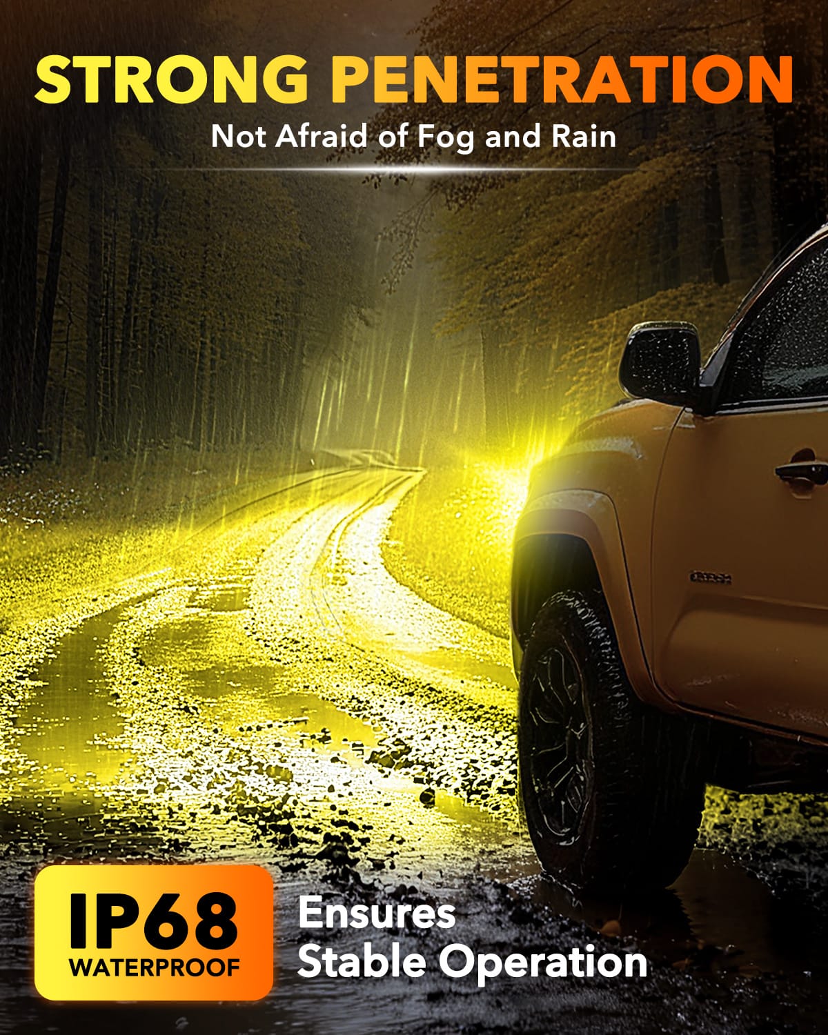 Oxilam Motor Vehicle Lighting OXILAM H11 H16 H8 LED Fog Light Bulbs 3000K Golden Yellow 500% Brighter 5-Min Plug Play Pack of 2