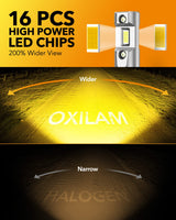 Oxilam Motor Vehicle Lighting OXILAM H11 H16 H8 LED Fog Light Bulbs 3000K Golden Yellow 500% Brighter 5-Min Plug Play Pack of 2