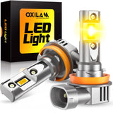 Oxilam Motor Vehicle Lighting OXILAM H11 H16 H8 LED Fog Light Bulbs 3000K Golden Yellow 500% Brighter 5-Min Plug Play Pack of 2